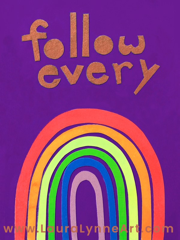 Follow every rainbow wall art print in purple inspired by The Sound of Music
