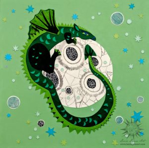 magical green dragon nursery wall art print for sale by Laura Lynne Art