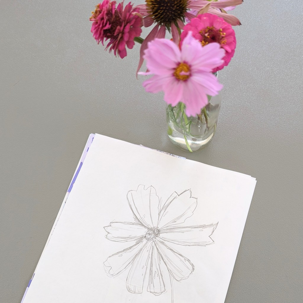 Flower drawing in Laura Lynne Art Class